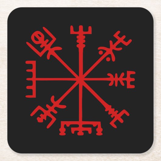 Bloed rode vísir (Viking Compass) Kartonnen Onderzetters (Voorkant)