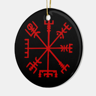 Bloed rode vísir (Viking Compass) Keramisch Ornament