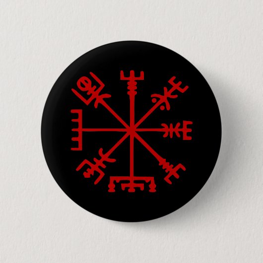 Bloed rode vísir (Viking Compass) Ronde Button 5,7 Cm (Voorkant)