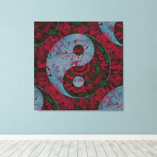 Bloed Rode Yin Yang Symbool Kunst Canvas Afdruk (Insitu (Houten vloer))