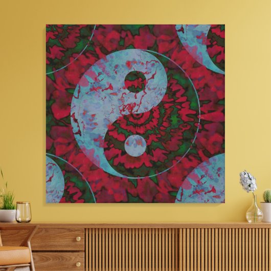 Bloed Rode Yin Yang Symbool Kunst Canvas Afdruk (Insitu (Woonkamer))