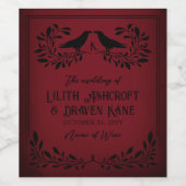 Bloed Rode Zwarte Raaf Monogram Goth Huwelijk Wijn Etiket (Enkel label)