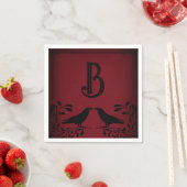 Bloed Rode Zwarte Raaf Monogram Gotische Bruiloft Servet (Insitu)