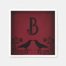 Bloed Rode Zwarte Raaf Monogram Gotische Bruiloft