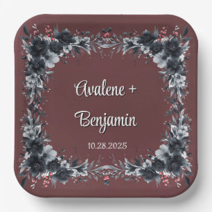 Bloed Rood Gotisch Zwart Bloemen Huwelijk Papieren Bordje