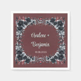 Bloed Rood Gotisch Zwart Bloemen Huwelijk Servet