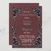 Bloed Rood Gotisch Zwart Bloemen Huwelijksfeest Kaart (Voorkant / Achterkant)