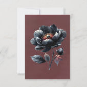 Bloed Rood Gotisch Zwart Bloemen Schedel Huwelijk Bedankkaart (Achterkant)