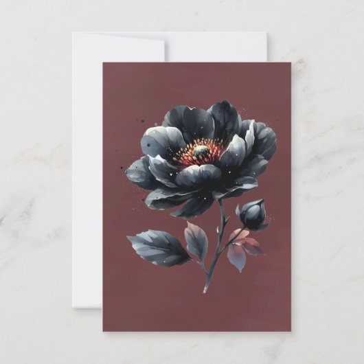 Bloed Rood Gotisch Zwart Bloemen Schedel Huwelijk Bedankkaart (Achterkant)