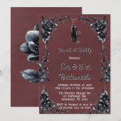 Bloed Rood Gotisch Zwart Bloemen Wijn Brunch & Bub Kaart (Voorkant / Achterkant)