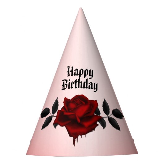 Bloed Roos Birthday Feesthoedjes (Voorkant)