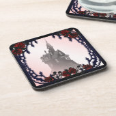 Bloed Roos Gothic Mansion Halloween Bier Onderzetter (Linkerzijde)