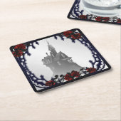 Bloed Roos Gothic Mansion Halloween Kartonnen Onderzetters (Schuin)