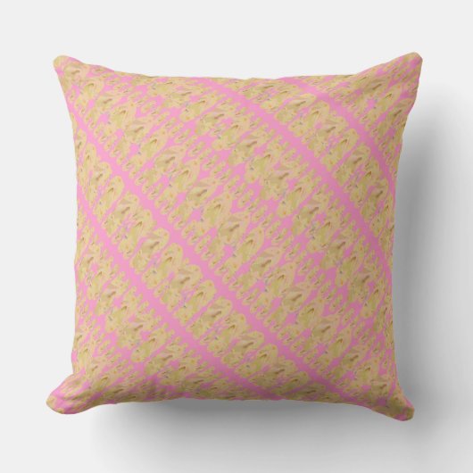 Bloed roze en geel mini fliplops patroon kussen (Voorkant)