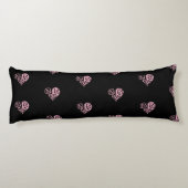 Bloed roze en zwarte Filigree Heart Body Pillow Lichaamskussen (Achterkant)