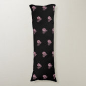 Bloed roze en zwarte Filigree Heart Body Pillow Lichaamskussen (Voorkant Verticaal)