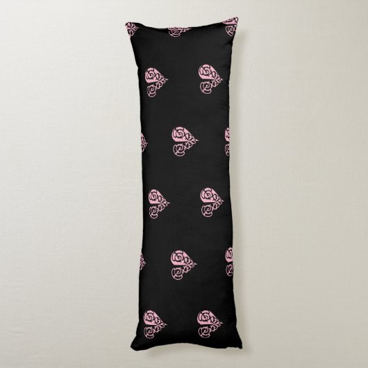 Bloed roze en zwarte Filigree Heart Body Pillow Lichaamskussen (Achterkant (Verticaal))