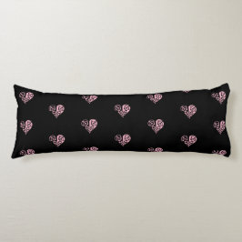 Bloed roze en zwarte Filigree Heart Body Pillow Lichaamskussen