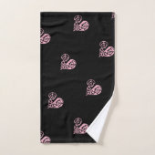 Bloed roze en zwarte Filigree Heart Towel Set Bad Handdoek (Handdoek)