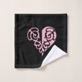 Bloed roze en zwarte Filigree Heart Towel Set Bad Handdoek (Wasdoekje)