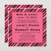 Bloed roze en zwarte striped uitnodigingen (Voorkant / Achterkant)