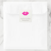Bloed roze lips Waterverf Makeup artiest Vierkante Sticker (Tas)