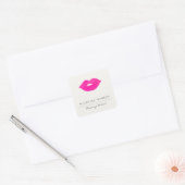 Bloed roze lips Waterverf Makeup artiest Vierkante Sticker (Envelop)