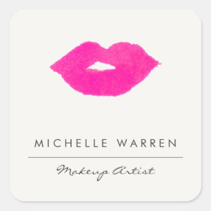 Bloed roze lips Waterverf Makeup artiest Vierkante Sticker