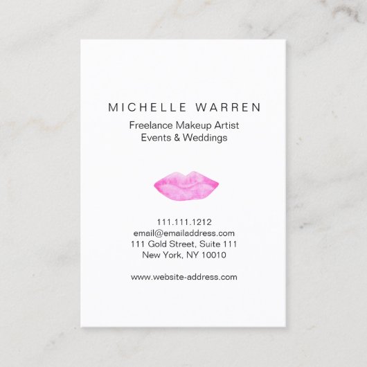 Bloed roze lips Waterverf Makeup artiest Visitekaartje (Voorkant)
