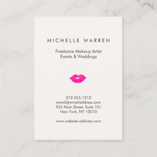 Bloed roze lips Waterverf Makeup artiest Visitekaartje (Achterkant)