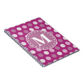 Bloed roze Paarse poladots monogram Notitieboek (Rechterzijde)
