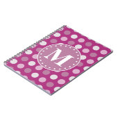 Bloed roze Paarse poladots monogram Notitieboek (Linkerzijde)