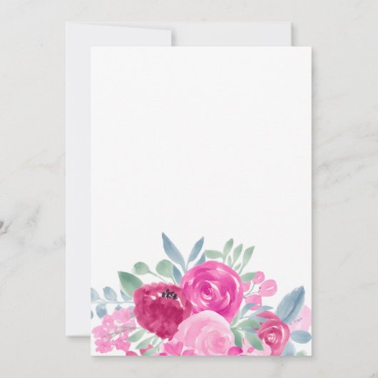 Bloed roze waterverf baby shower kaart (Achterkant)