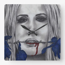 Bloed Rozen Blauwe Vampier Vrouw Portret Goth Kuns