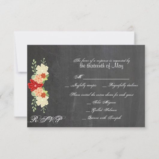 Bloed Sinaasappel Bloem Bruiloft Respons Kaart (Voorkant)