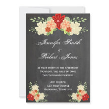 Bloed Sinaasappel Bloem Krijtbord Bruiloft Uitnodi