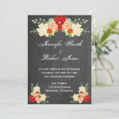 Bloed Sinaasappel Bloem Krijtbord Bruiloft Uitnodi Kaart (Staand voorkant)