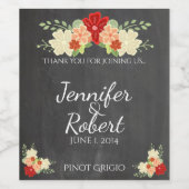 Bloed Sinaasappel Bloem krijtbord Bruiloft Wijn La Wijn Etiket (Enkel label)