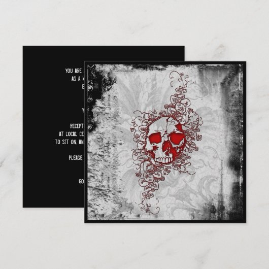 Bloed Skull Gothic Grunge Invitation Kaart (Voorkant / Achterkant)