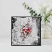 Bloed Skull Gothic Grunge Invitation Kaart (Staand voorkant)