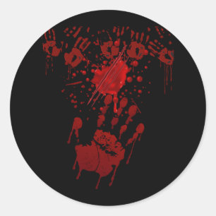 Bloed Splatter Bloedige Handafdruk Rode Hand Zombi Ronde Sticker