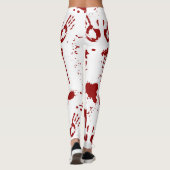 Bloed Splatter Bloody Handprints Halloween Leggings (Achterkant)