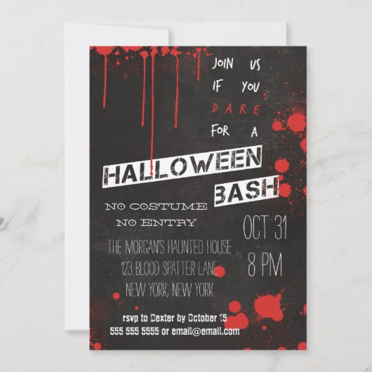 Bloed Splatter Chalkboard Cool Halloween Kaart (Voorkant)