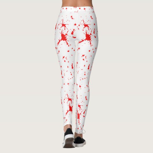 Bloed Splatter Rood & Wit Halloween Leggings (Achterkant)