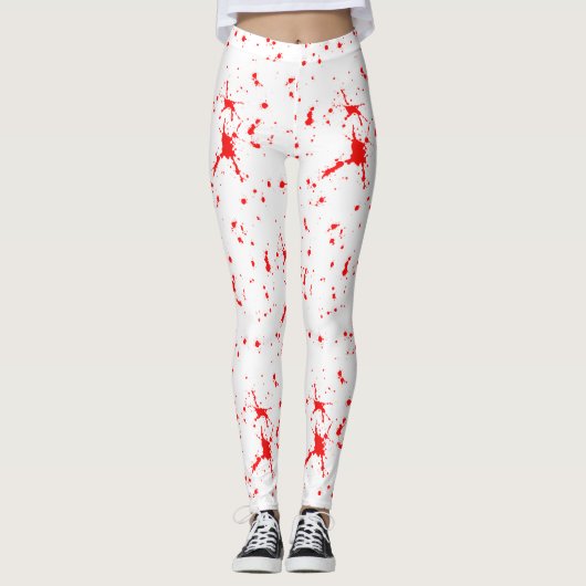 Bloed Splatter Rood & Wit Halloween Leggings (Voorkant)