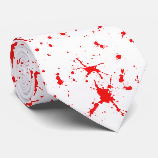Bloed Splatter Rood & Wit Halloween Stropdas (Opgerold)