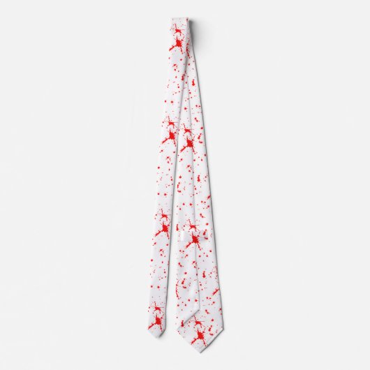 Bloed Splatter Rood & Wit Halloween Stropdas (Achterkant)
