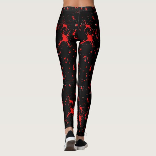 Bloed Splatter Rood & Zwart Halloween Leggings (Achterkant)