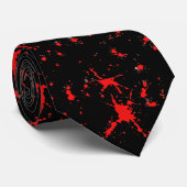 Bloed Splatter Rood & Zwart Halloween Stropdas (Opgerold)
