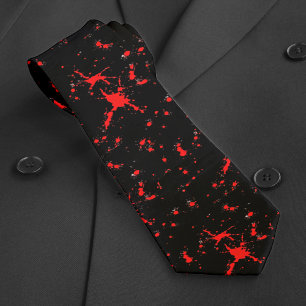 Bloed Splatter Rood & Zwart Halloween Stropdas